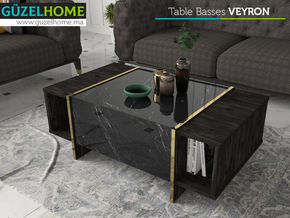 Table Basse VEYRON - Effet Marbre et Noir Charbon - Salon et séjour - Meubles de décoration chez GÜZELHOME Maroc