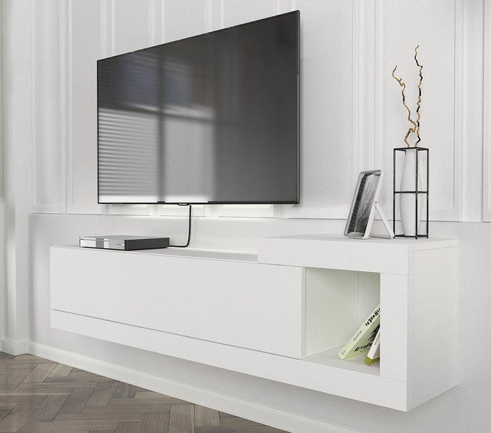 Meuble TV Suspendu VOLARE 150 cm - Blanc