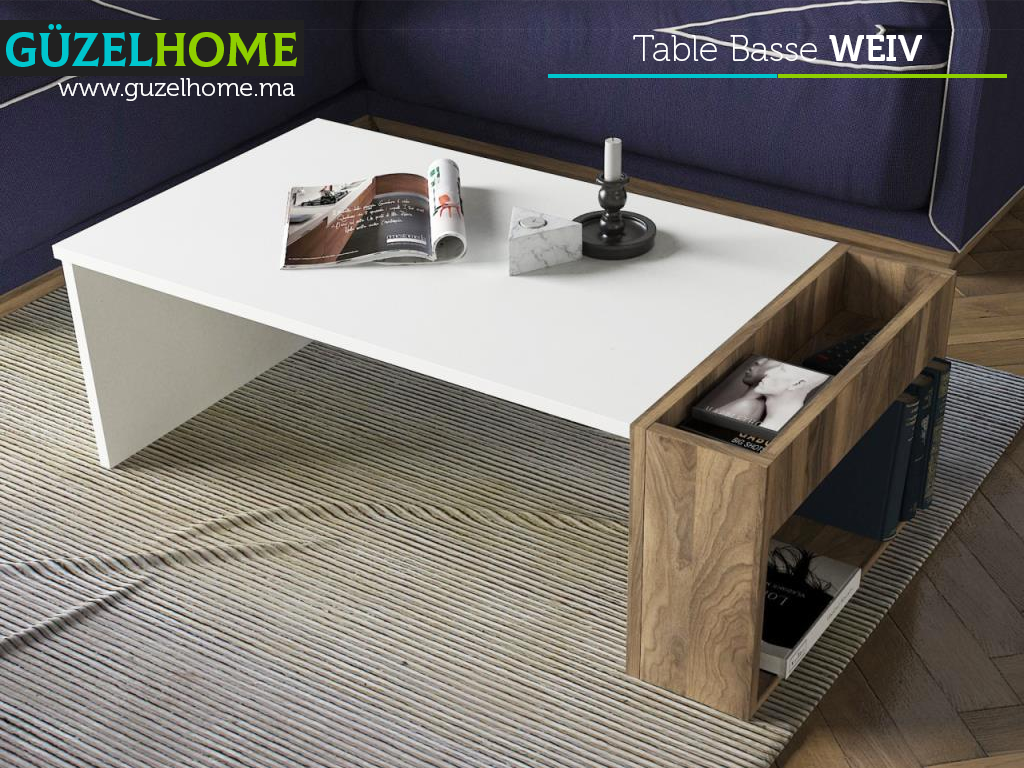 Table Basse WEIV - Noyer et Blanc