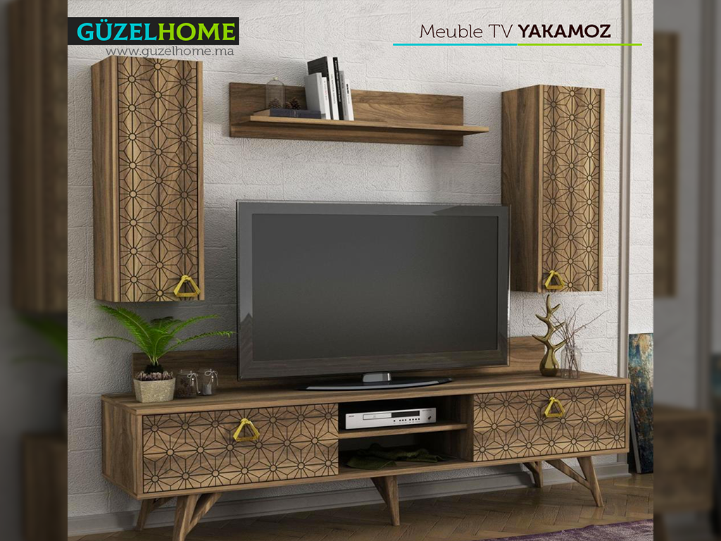 Ensemble de Meuble TV YAKAMOZ - Marron Noyer - Salon et séjour