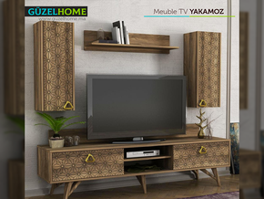 Ensemble de Meuble TV YAKAMOZ - Marron Noyer - Salon et séjour - Meubles de décoration chez GÜZELHOME Maroc