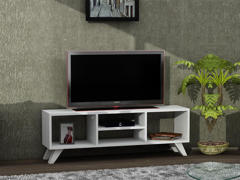 Stand TV YAREN 120 cm - Blanc - Salon et séjour