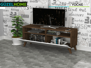 Meuble TV YOCNE - Noyer et Blanc — vue alternative