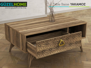 Table Basse YAKAMOZ - Noyer, noir et doré - Salon et séjour — vue alternative