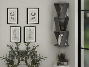 Étagère murale d'angle ZENA - Gris Anthracite - Décoration - Meubles de décoration chez GÜZELHOME Maroc