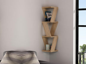 Étagère murale d'angle ZENA - Chêne - Décoration d'intérieur - Meubles de décoration chez GÜZELHOME Maroc