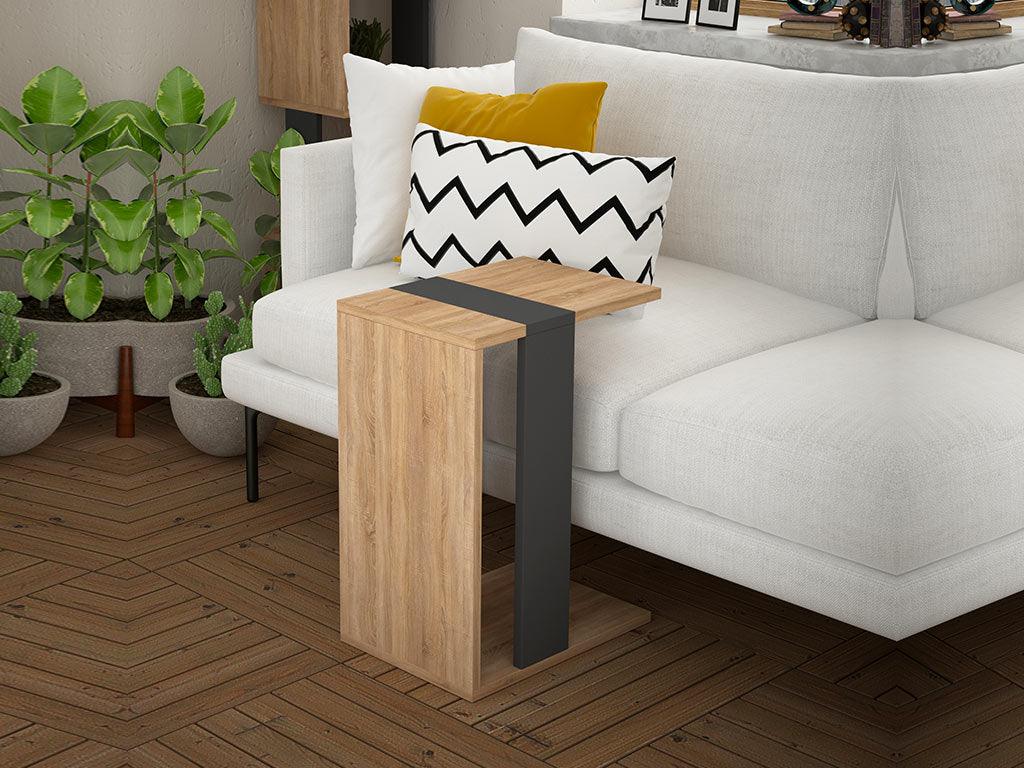 Table d'appoint ZETTI pour séjour- Chêne  et Gris Anthracite