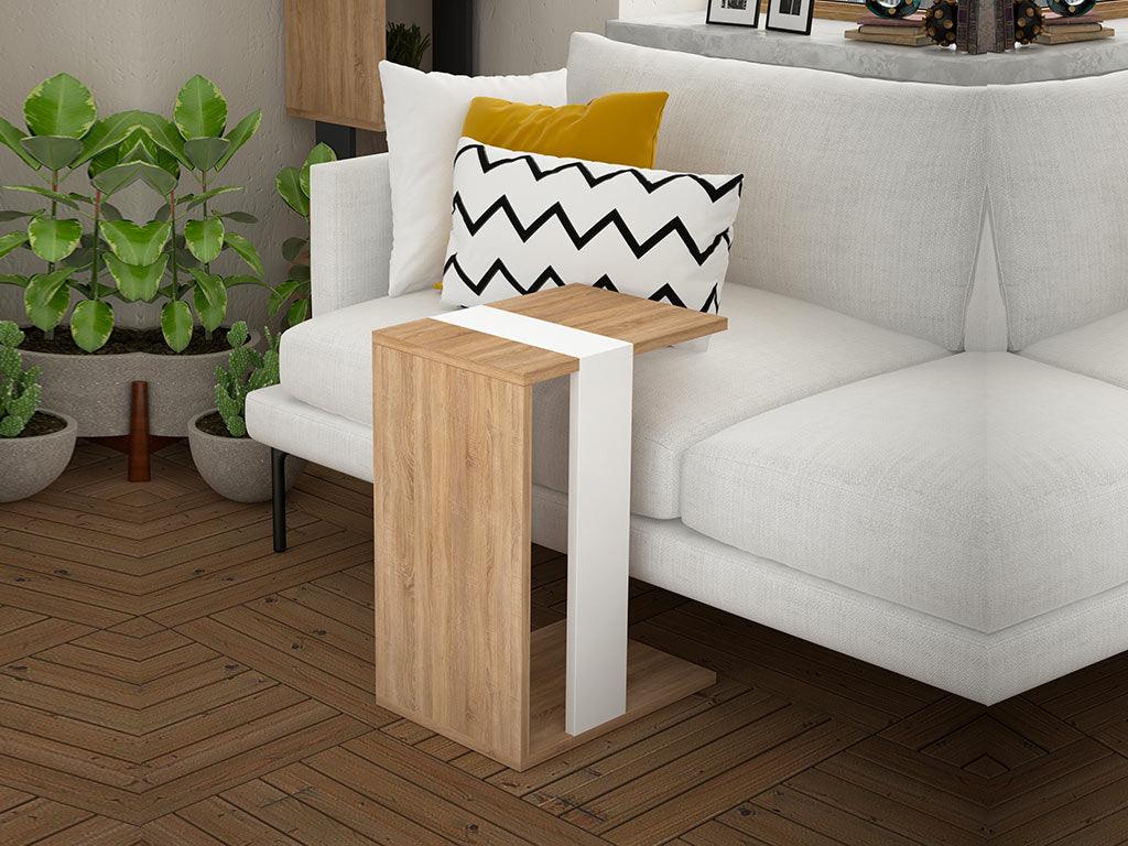 Table d'appoint ZETTI pour séjour- Chêne  et Blanc