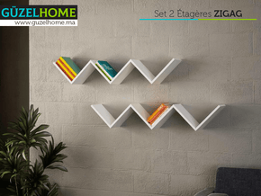 Set de 2 étagères ZIG-ZAG - Rangement mural - Meubles de décoration chez GÜZELHOME Maroc